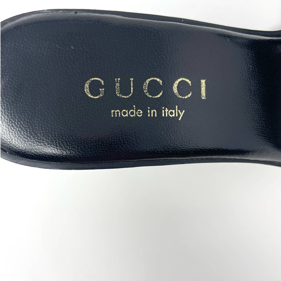 Gucci GG Monogram Logo Open Toe Mules Heels Sandals Slippers Slides Black US 8 - Picture 10 of 11